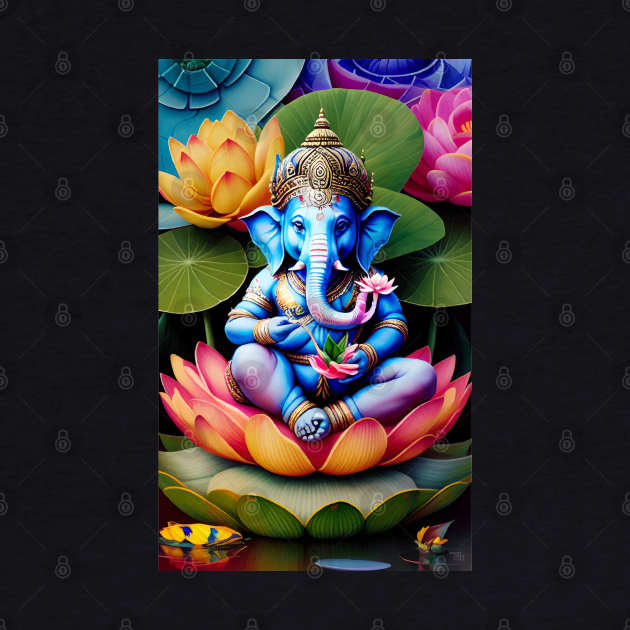 Baby Ganesh sitting on lotus flower by mariasshop